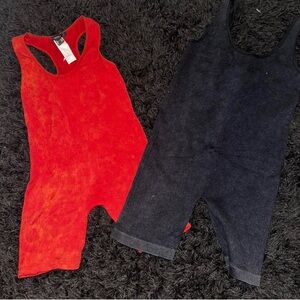 Red and Black Sleeveless Jumpsuits